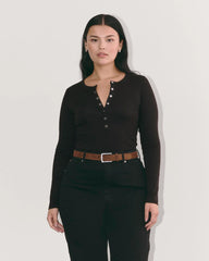 The Luxe Rib Henley | Black