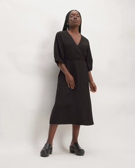 The City Stripe Wrap Dress | Black