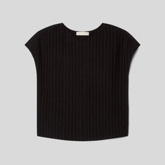 The City Stripe V-Neck Top | Black