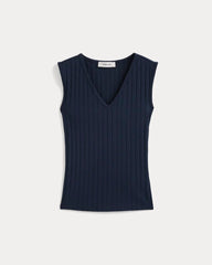 V-Neck Tank in Pointelle | Deep Navy