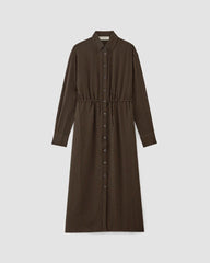 The Mini Jacquard Stripe Shirt Dress | Cocoa / Black
