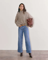 The Honeycomb Funnel Neck in Wool Cashmere | Oatmeal