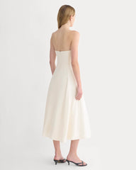 Strapless Dress in Stretch Linen | Bone