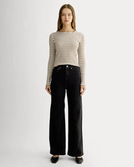 The Luxe Rib Long-Sleeve Crew | Bone / Deep Taupe