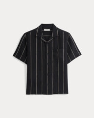 Linen Resort Shirt | Black / Bone