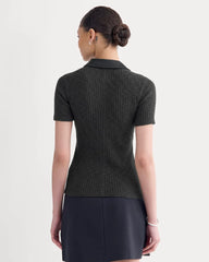 The Cozy Rib Polo | Black