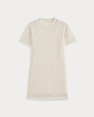 Mesh-Knit Short-Sleeve Dress | Bone