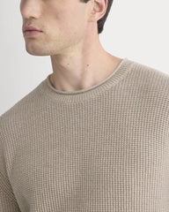 Waffle Rollneck Crew in Everyday Cotton | Heathered Oatmeal