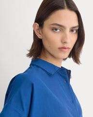 Scalloped-Collar Square Shirt | Estate Blue