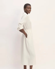 The Mini Jacquard Stripe Shirt Dress | Bone