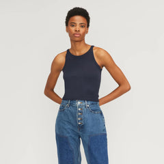 The Supima® Micro-Rib Cropped Tank | Navy