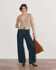 The Cardigan in Lurex Merino | Gold