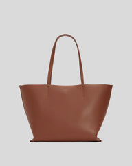 The Luxe Medium Italian Leather Tote | Cognac