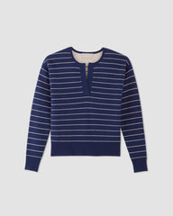 The Cotton-Merino Vintage Henley | Bright Navy / Canvas