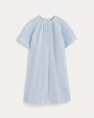 The Popover Dress in Linen | Sky Blue / White
