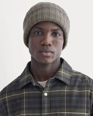 Chunky Ribbed Beanie | Taupe Melange