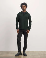 The Classic Polo in Luxe Merino | Heather Scarab Green