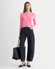 The Cropped Cardigan in Cotton Cashmere | Deep Pink