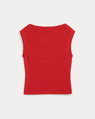 Boat-Neck Ribbed Knit | Fiery Red