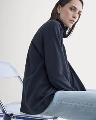 Slouchy Turtleneck In Essential Cotton | Deep Navy