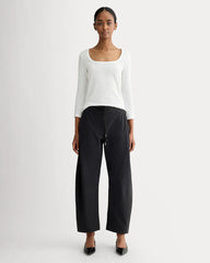 The Pointelle Scoop-Neck Top | White