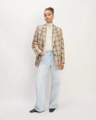 The Oversized Blazer in Buttersmooth | Pale Khaki Plaid