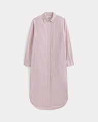 Midi Shirtdress in Ultrasoft Cotton | Burnished Lilac/Gardenia