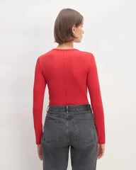 The Luxe Rib Long-Sleeve Crew | Haute Red