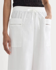 The Lace Trim Pant | White