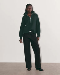 The Half-Zip Sweater in Luxe Merino | Heather Scarab Green
