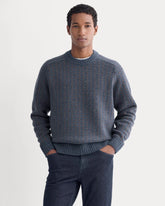 Wool Cashmere Nordic Crew | Heathered Indigo