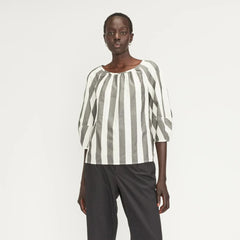 The Poplin Scoop-Neck Top | Bone / Black