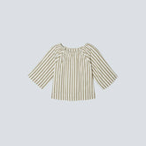 The Seersucker Gathered Tee | Nutria / Off-White