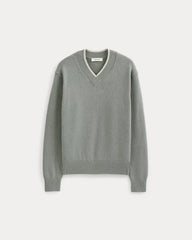 Relaxed V-Neck Sweater in Everyday Cotton | Heathered Lilypad