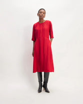 The City Stripe Ruched Dress | Haute Red