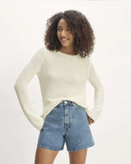The Organic Cotton Open-Stitch Crew | Bone
