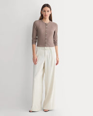 Cardigan in Pointelle | Heathered Chocolate Chip