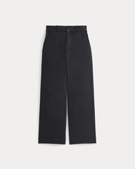 Wide-Leg Belted Pant in Stretch Linen | Black | Regular