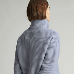 The Half-Zip Sweater in Luxe Merino | Periwinkle / Light Heather Oat