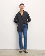 The Boyfriend Shirt in Washable Silk | Black