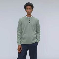 The Waffle Long-Sleeve Henley Tee | Lily Pad