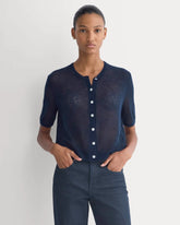 The Air Alpaca™ Short-Sleeve Cardigan | Navy
