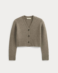 High V Cropped Cardigan in Alpaca | Taupe Melange