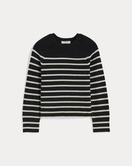 The Boxy Crew in Cashmere | Black / Bone
