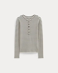 The Luxe Rib Henley | Bone / Black