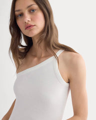 RetroSoft Cotton One-Shoulder Tank | Bone