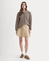 Oversized Pique Polo | Dusty Beige/Deep Plum Stripe