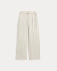 Wide-Leg Belted Pant in Stretch Linen | Birch | Long