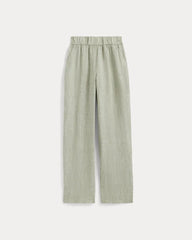 The Linen Easy Pant | Oil Green / White