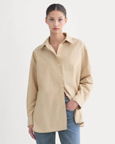 The Boyfriend Shirt in Ultrasoft Cotton | Tiger's Eye / Optic White